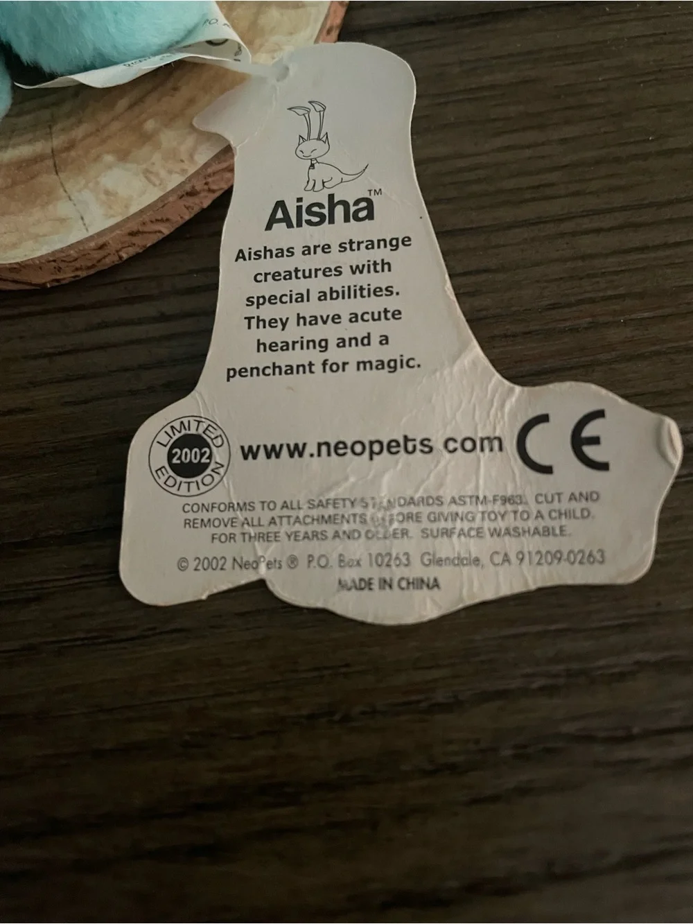 Vintage 2002 Neopets Blue Aisha limited edition plush toy